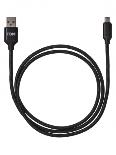 Дата-кабель, ДК 7, USB - micro USB, 1 м, тканевая оплетка, черный, TDM в г. Санкт-Петербург 