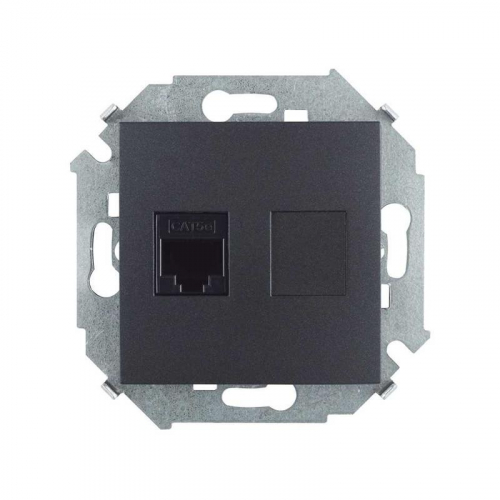 1591551-038 Розетка компьютерная RJ45 кат.5E AMP графит Simon 