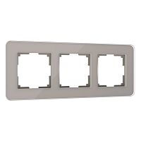 4690389180750 Рамка из стекла на 3 поста Elite дымчатый W0032417