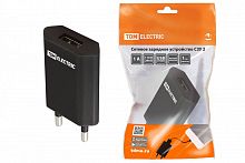 SQ1810-0002 Сетевое зарядное устройство, СЗУ 2, 1 А, 1 USB, черный, TDM