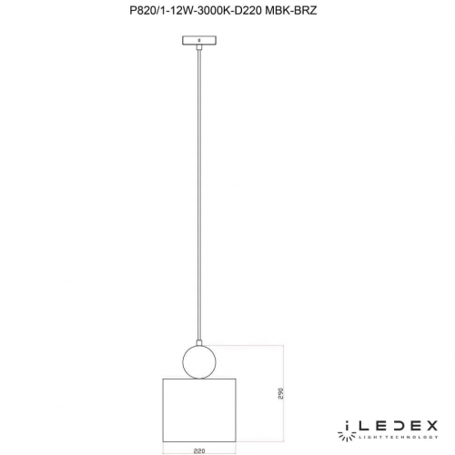 Подвесной светодиодный светильник iLedex Play P820/1-12W-3000K-D220 MBK-BRZ в г. Санкт-Петербург  фото 2