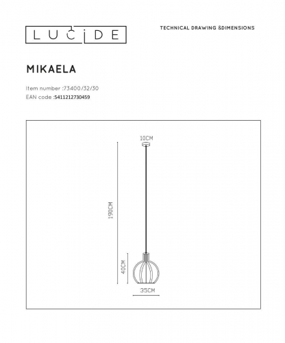 Подвесной светильник Lucide Mikaela 73400/32/30 в г. Санкт-Петербург  фото 2