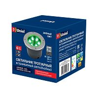 UL-00006822 Светильник светодиодный архитектурный ULU-B11A-6W/GREEN IP67 GREY уличный встраиваемый зел. свет корпус сер. Uniel 