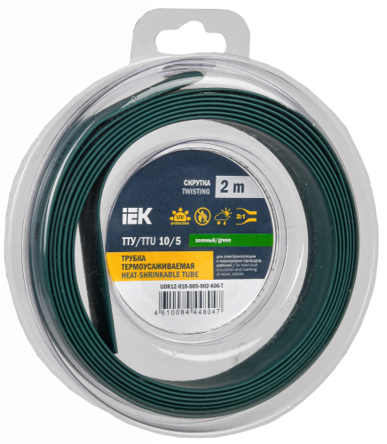 UDR12-010-005-002-K06-T Трубка термоусадочная ТТУ нг-LS 10/5 зел. (уп.2м) IEK 