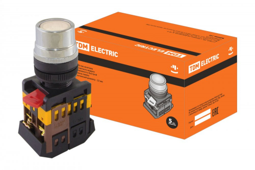 SQ0704-0028 Кнопка ABLF-22 белый d22мм неон/230В 1з+1р TDM