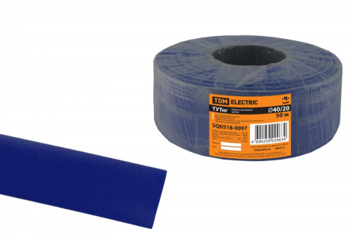 SQ0518-0097 Термоусаживаемая трубка ТУТнг 40/20 синяя (50 м/ролл) TDM