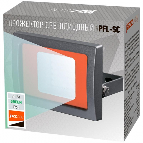Прожектор светодиодный PFL-SC Green 20Вт IP65 190-260В ДО закален. стекло JazzWay 5010451 в г. Санкт-Петербург  фото 5