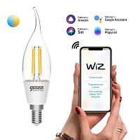 1280112 Лампа светодиодная умная Smart Home 4.5Вт свеча на ветру 2000-6500К E14 495лм измен. цветов. темпер.+ диммир. управление по Wi-Fi GAUSS 