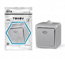 Выключатель 1-кл. ОП Dita IP54 10А 250В с индикацией сер. TOKOV ELECTRIC TKL-DT-V1I-C06-IP54 в г. Санкт-Петербург 