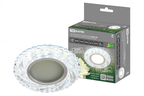 SQ0359-0136 Светильник встраиваемый СВ 03-08 MR16 50Вт G5.3 LED подсветка 3 Вт зеркальный/хром TDM