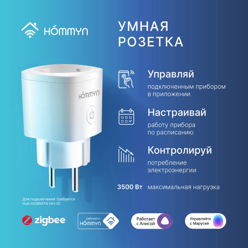 Розетка умная HOMMYN Smart Plug RKNZ01 в г. Санкт-Петербург  фото 3