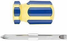 Отвертка с переставным жалом "коротыш", CrV сталь, сине-желтая пластиковая ручка 6х32 мм PH2/SL6 в г. Санкт-Петербург 