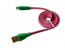 Кабель USB-Lightning для iPhone/nylon/flat/pink/1m/Rexant /светящиеся разъемы Rexant 18-4258 в г. Санкт-Петербург 