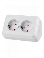 SQ1801-0067 Розетка угловая двойная 2П+З открытой установки с з/ш IP20 250В 16А белая "Ладога" TDM