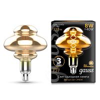162802008 Лампа светодиодная филаментная Black Filament 8Вт BD160 тонированная 2400К тепл. бел. E27 330лм GAUSS 