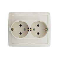 1590451-031 Розетка 2-м СП Simon15 16А IP20 250В с заземл. Schuko защ. шторки винт. клеммы сл. кость Simon 