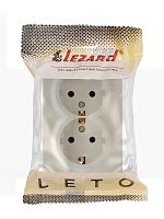 752-0300-127B Розетка 2-м ОП LETO с заземл. закрытый корпус ПБТ крем LEZARD 