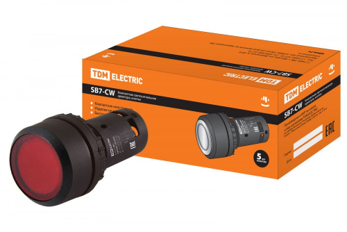 SQ0746-0028 Кнопка SB7-CW3462-24V(LED) d22мм, 1р красная TDM