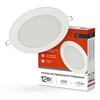 4690612010007 Светильник светодиодный ДВО RLP-eco 12Вт 4000К IP40 840лм 230В 170мм круглый встраив. панель бел. IN HOME 