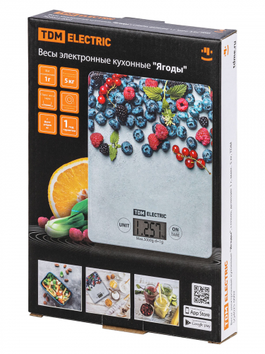 Весы электронные кухонные "Ягоды", стекло, деление 1 г, макс. 5 кг, TDM в г. Санкт-Петербург  фото 6