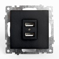 Розетка USB 2-местная (механизм), STEKKER GLS10-7115-05, 250B, 2,1А, серия Катрин, черный 39616 в г. Санкт-Петербург 