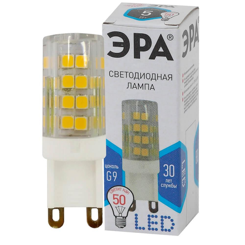 Лампа светодиодная ЭРА G9 5W 4000K прозрачная LED JCD-5W-CER-840-G9 Б0027864 в г. Санкт-Петербург  фото 2