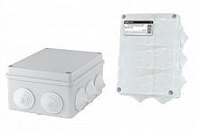 SQ1401-1241 Распаячная коробка ОП 150х110х70мм, крышка, IP44, 10 гермовводов, инд. штрихкод, TDM