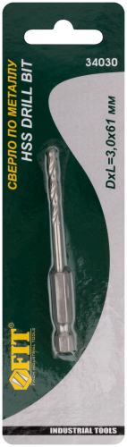 Сверло HSS по металлу,полированное, U-хвостовик под биту, инд.упаковка 3.0 мм в г. Санкт-Петербург  фото 3