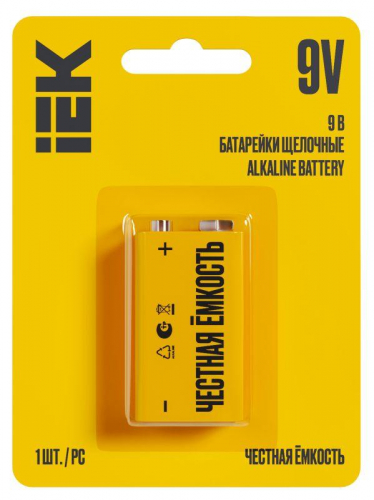 Элемент питания алкалиновый "крона" 6LR61 9В Alkaline (блист.1шт) IEK ABT-6LR619V-OP-L01 в г. Санкт-Петербург 
