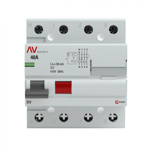 Выключатель дифференциального тока (УЗО) 4п 40А 30мА тип AC DV AVERES EKF rccb-4-40-30-ac-av в г. Санкт-Петербург  фото 3
