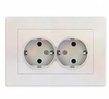 A0128-OBr Розетка 2-м СП Афина 16А IP20 с заземл. в сборе жемчуж. Universal 