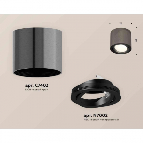 Комплект накладного светильника Ambrella light Techno Spot XS7403001 DCH/PBK черный хром/черный полированный (C7403, N7002) в г. Санкт-Петербург  фото 2