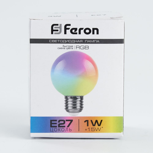 Лампа светодиодная Feron LB-37 Шарик матовый E27 1W RGB быстрая смена цвета 38126 в г. Санкт-Петербург  фото 7