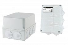 Распаячная коробка ОП 190х140х120мм, крышка, IP44, 10 гермовводов, инд. штрихкод, TDM