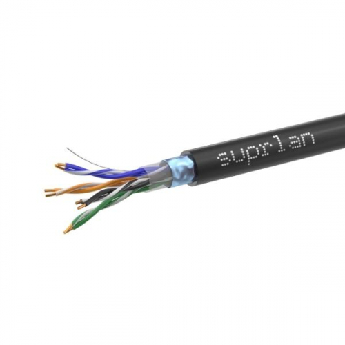 01-1028-1 Кабель витая пара F/UTP кат.5E 4х2х24AWG solid Cu PE Outdoor Standard черн. (м) SUPRLAN 