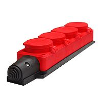 3074 Колодка удлинителя 4-м Компакт 1ф с загл IP44 16А каучук красн. UNIVersal 