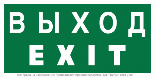 a9781 Знак безопасности NPU-2714.E24: "Выход-EXIT" Белый свет 