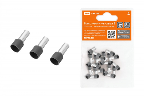 SQ0568-0043 Наконечник-гильза Е6012 6мм2 с изолированным фланцем (20шт) TDM
