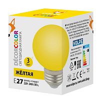 UL-00006961 Лампа декоративная светодиод. LED-G60-3W/YELLOW/E27/FR/С Шармат упак. картон желт. Volpe 