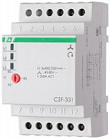 EA04.001.008 Реле контроля и наличия фаз CZF-331 (монтаж на DIN-рейке 35мм; регулировка порога отключения; 3х400/230+N 2х8А 2P IP20) F&F 
