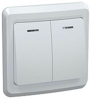 EVV21-K01-10-DM Выключатель 2-кл. СП Вега 10А IP20 ВС10-2-1-ВБ с индикацией бел. GENERICA 