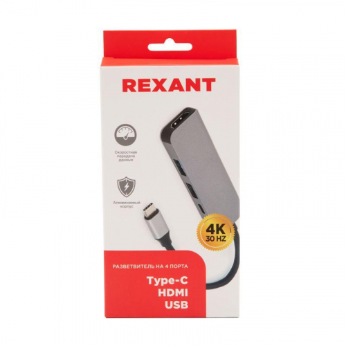 Разветвитель USB Type-C на 4 порта: 1xHDMI/2xUSB 3.0 PD/1xType-C PD Rexant 18-4151 в г. Санкт-Петербург  фото 5