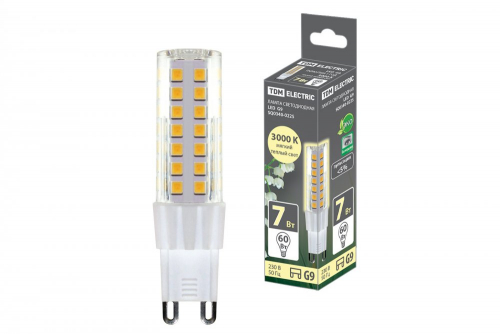 SQ0340-0225 Лампа светодиодная G9-7 Вт-230 В-3000 К, SMD, 17.5х65.5 мм TDM