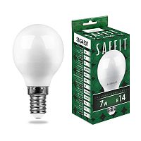 55123 Лампа светодиодная SAFFIT SBG4507 Шарик E14 7W 230V 6400K 