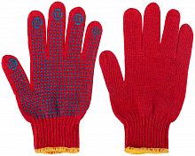 Перчатки вязаные упрочненные ( 4 нити ) красные х/б с ПВХ в г. Санкт-Петербург 