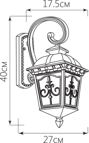 Светильник садово-парковый Feron PL4092 четырехгранный на стену вниз 60W E27 230V, черное золото 11520 в г. Санкт-Петербург  фото 3