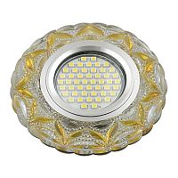 UL-00003903 Светильник DLS-L149 GU5.3 GLASSY/LIGHT GOLD GU5.3 встраив. доп. светодиод. подсветка 3Вт без лампы стекло Fametto 
