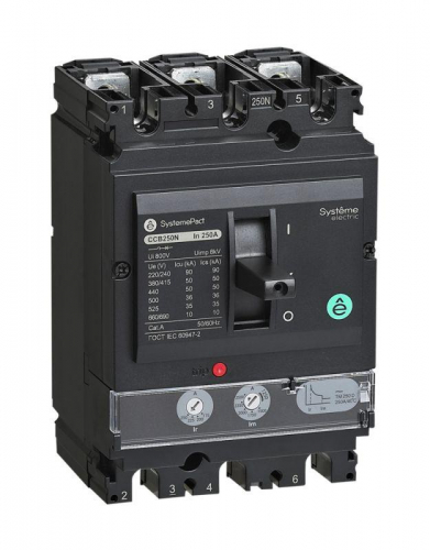 SPC250S200L3DF Выключатель автоматический SYSTEMEPACT CCB250 100кА 3P3D TMD200 рычаг SE 