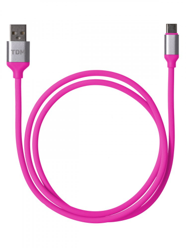 SQ1810-0320 Дата-кабель, ДК 20, USB - USB Type-C, 1 м, силиконовая оплетка, розовый, TDM