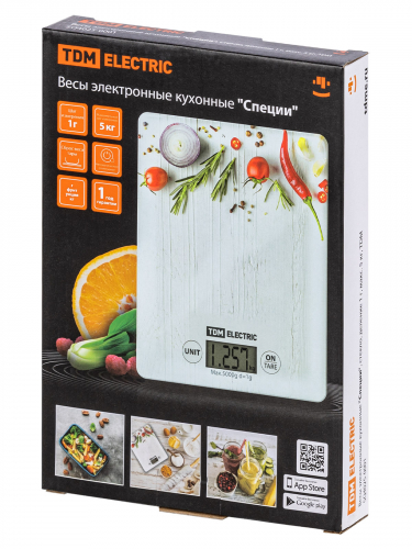 Весы электронные кухонные "Специи", стекло, деление 1 г, макс. 5 кг, TDM в г. Санкт-Петербург  фото 6